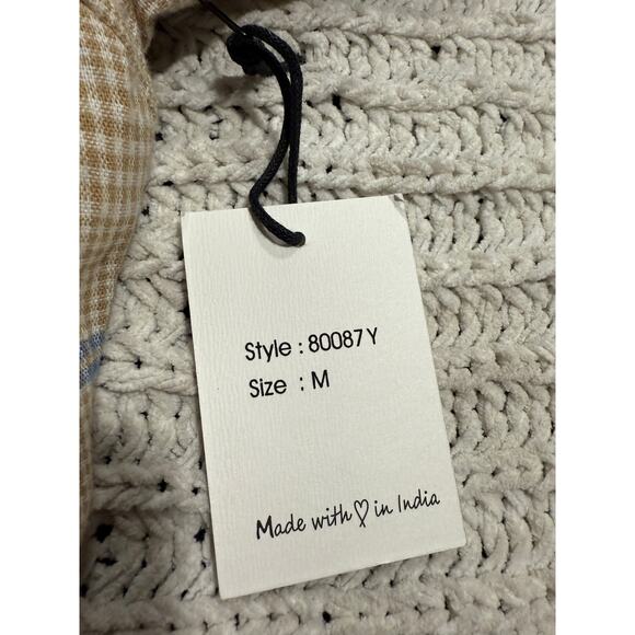 NWT Joie 2 Pc Set Cropped Long Sleeve Top Pleated Skirt Plaid Womens Medium Tan - Picture 16 of 16